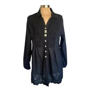 Parsley & Sage Black Multitextural Tunic Sz XL Whimsigoth Fairy Grunge Bohemian